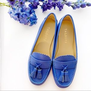 Talbots Royal Blue Pebble Leather Tassel Loafers
